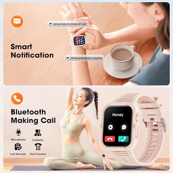 Smartwatch til mænd og kvinder 𝟐𝟎𝟐𝟒 𝐔𝐩𝐠𝐫𝐚𝐝𝐞𝐝 Bluetooth-opkald 1,85\" Fitness Tracker Smartwatch til iOS Andriod-telefoner med trin/hjerte pink