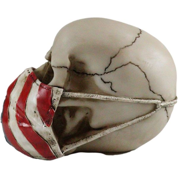 Ebros Patriotisk Amerikansk Flag Stjernespangled Banner Maske På Kranie Dekorativ Figur 6,25\" Lang Makaber Samleobjekt Frihed USA Medicinsk Tema