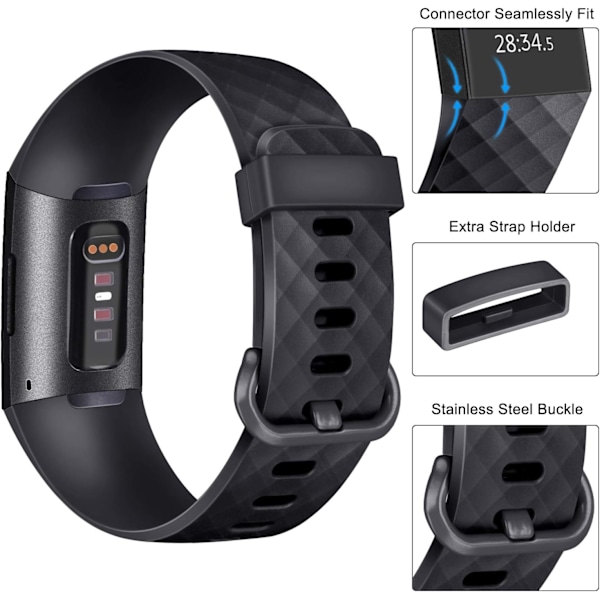 3-pack ersättningsband för Fitbit Charge 3/4 - Justerbara armband