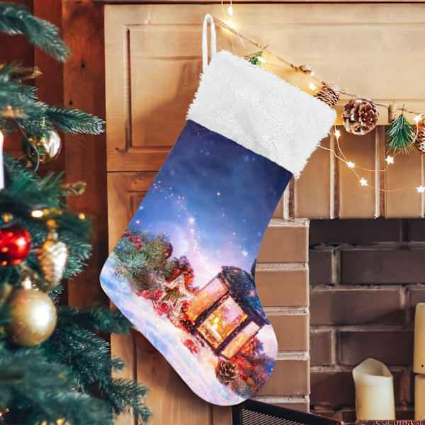 Julklapp, Personliga Julklappsstrumpor 2-pack Magisk Lykta Jul 45,7 cm Julstrumpor Hängande Ornament Eldstad för Träd