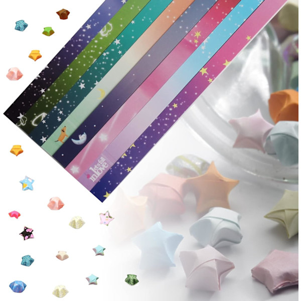 Origami-stjärnor papper 900 ark för pappershantverk
