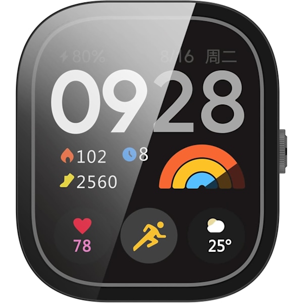 Kompatibel med Redmi Watch 4 Full Coverage PC Skyddsfodral Härdat Glas Skärmskydd (PC Svart)