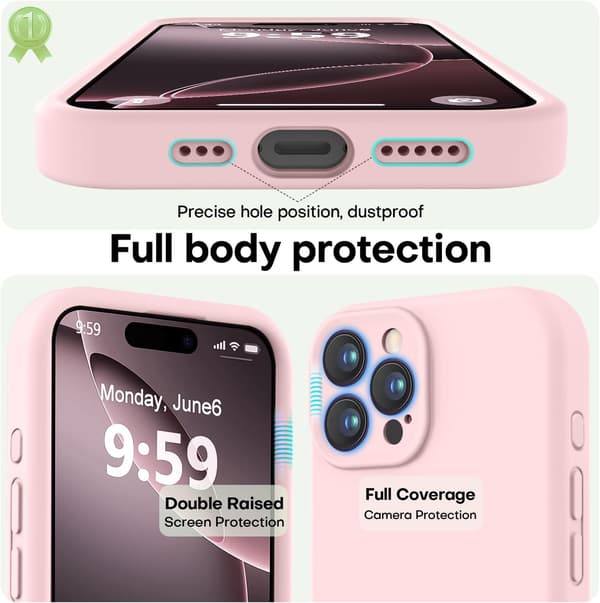 iPhone 16 Pro silikonecover med mikrofiberfor, stødsikkert -