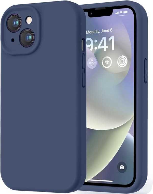 Premium silikone iPhone 14 cover med mikrofiberfor, stødsikkert - Blå