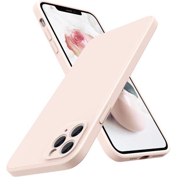 Design for iPhone 11 Pro Max Deksel med Kamerabeskyttelse, Rett Kant Design Flytende Silikon Slankt Deksel, Lys Rosa Lys Rosa