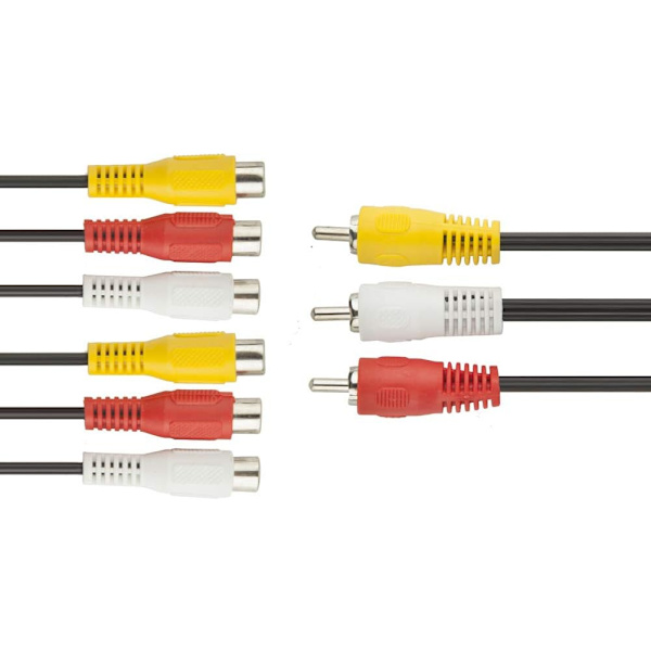3 RCA-kabeldelare - 3 RCA-hane till 6 RCA-hona