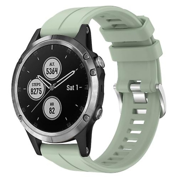 För Garmin Fenix 5 Plus 22mm Solid Color Silikon Armband JRE Light Green