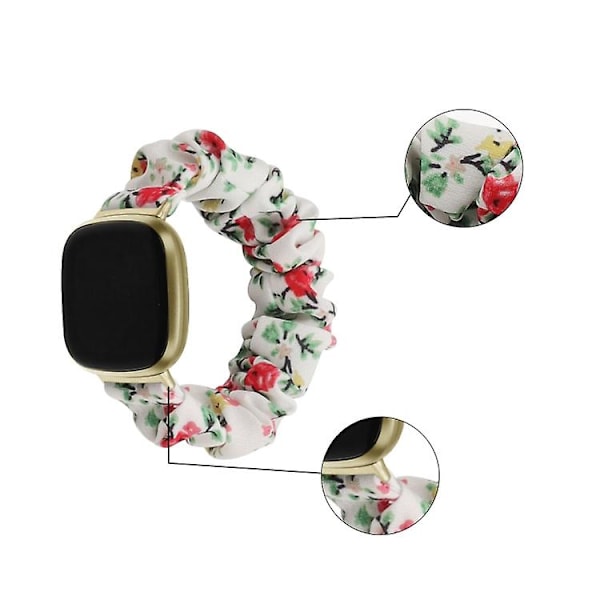 Universell hårslinga i tyg för Fitbit Versa 4 / Sense 2 Red Floral