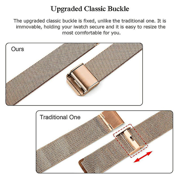 Milanese-rem för Apple Watch 8 7 6 5 4 Se 49mm 45mm 41mm 44mm 40mm Metall Rostfritt Stål Rem Tillbehör För Iwatch 3 2 42mm Champagne Gold For 38mm 40mm 41mm
