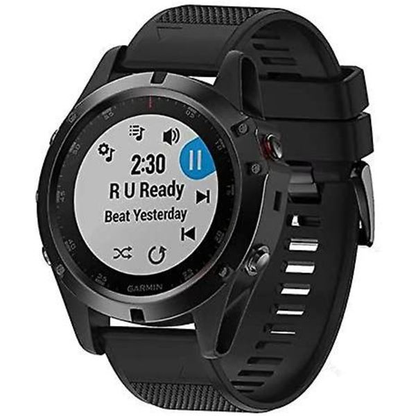Silikonarmband för klocka Fenix 5x 26 mm bredd Kompatibel med Fenix 5x/fenix 5x Plus/fenix 6x Pro Black