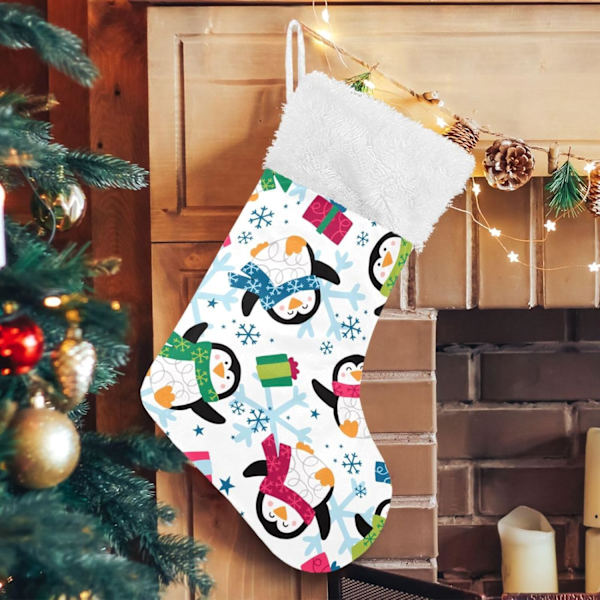 Jule-Strømpe, Personlige Jule-Strømper 2-pak Pinguin Snemand Gave 45,7 cm Jule-Strømper Hængende Ornament Pejs til Træ