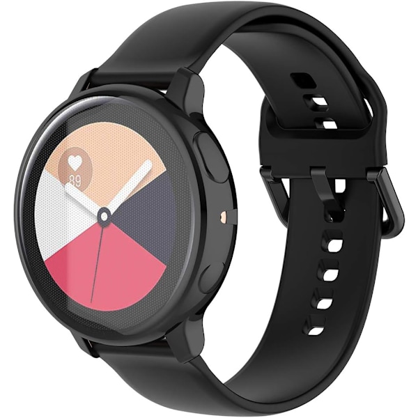 Fullständigt Skydd Skal för Galaxy Watch Active 2 40mm (SM-R830), Mjukt Anti-Fall Skyddsfodral för Galaxy Watch Active 2 40mm (SM-R830) (Svart) Svart