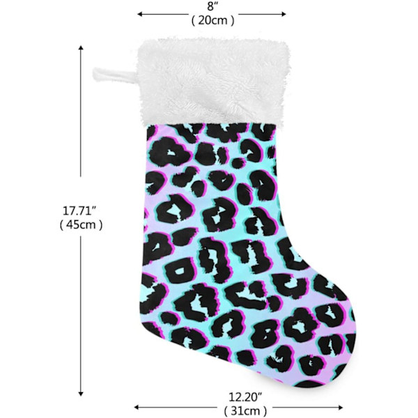 Julklapp, Personliga Julklappsstrumpor 2-pack Regnbåge Leopard Holografisk 45,7 cm Julstrumpor Hängande Ornament Eldstad för B