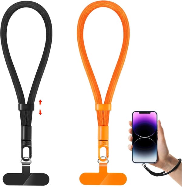 Telefonhalsrem, 2-pack justerbar mobiltelefonhalsrem, handledsrem med fästflikar för