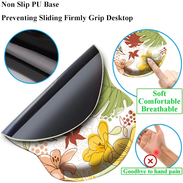 Håndledsstøttemåtte. Skridsikker ergonomisk musemåtte med gel