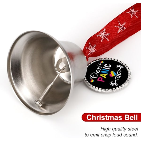 Pansexuell LGBT Pride Silver Bell Ornament Julgrans Klockor med Röd Lanyard Metall Xmas Hängande Dekorationer för Semesterfest