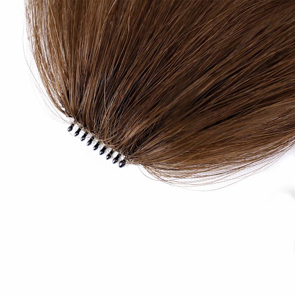 Clip-in lugg 100 % ekte hår extensions medium brun clip på lugg