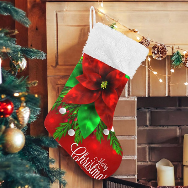 Julklapp, personliga julklappsstrumpor set om 2 God Jul 3D Röd Julstjärna 45,7 cm Julstrumpor Hängande Ornament Eldstad f