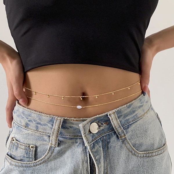 18K guldpläterade midjekedjor Body Chain för kvinnor