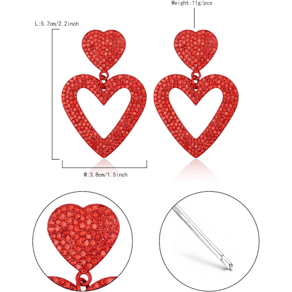 Hjerte Øreringe til Kvinder Piger, Kærlighed Hjerte Drop Dangle Øreringe Valentinsdag