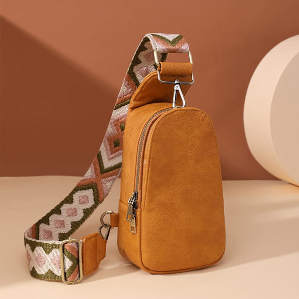 Kvinnors bröstväska, axelväska, liten crossbody-dagryggsäck, gitarrremväska i PU-läder