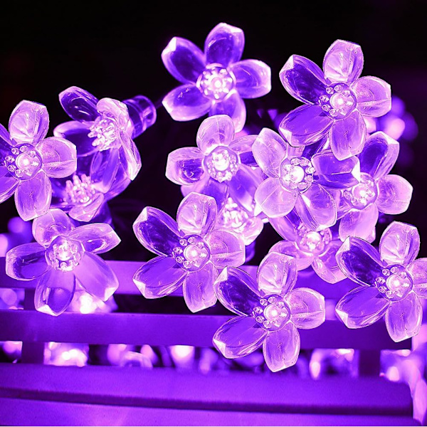 Fairy Flower String Lights Lilla Dekorative Lys 33 Fod 100LED Stjerneformet Kirsebærblomst Belysning, Blomsterlampe til Jul Halloween Bryllup
