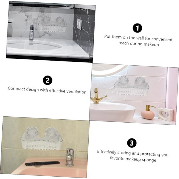 Kosmetisk opbevaringsboks H? End make-up svampeholdere vægmonteret vask make-up svampeholder vægmonteret kosmetikholder transparent