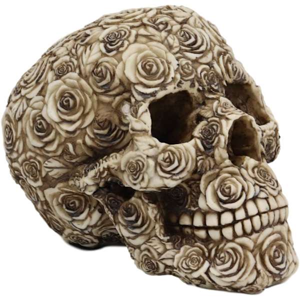 Ebros Day of The Dead Tooled Ornate Floral Skull Figurine DOD Rose Sugar Skulls Statue As Cranium Skeleton Head     Ossuary Macabre Altar Decor