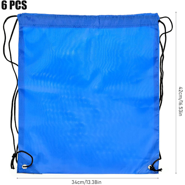 6 stk. Snøresekk Gym Bag Sports Drawstring Ryggsekk Fargerik