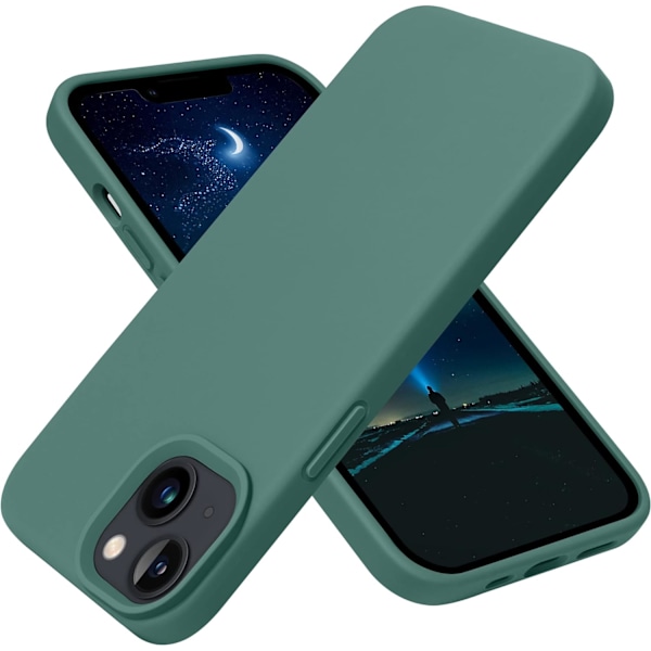 Designat för iPhone 13 Skal, Stötsäkert Slimmat Tunt Silikonskal för iPhone 13 6.1 tum Midnattsgrön Midnattsgrön