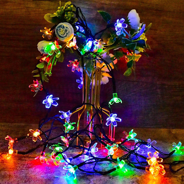 Sæt stikket i dekorative kirsebærblomster-lyskæder, 33ft 100 LED USB-lyste blomsterdekorationer med timer til indendørs soveværelse telt seng terrassefest