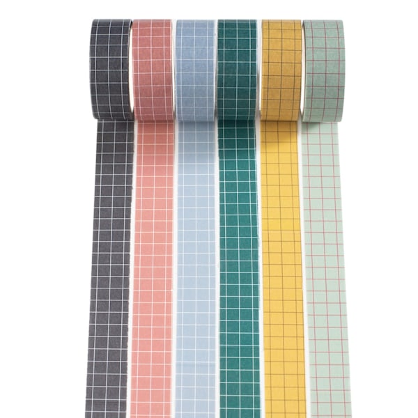 Rutnät Washi Tape Set - Dekorativa tejper för gör-det-själv-hantverk
