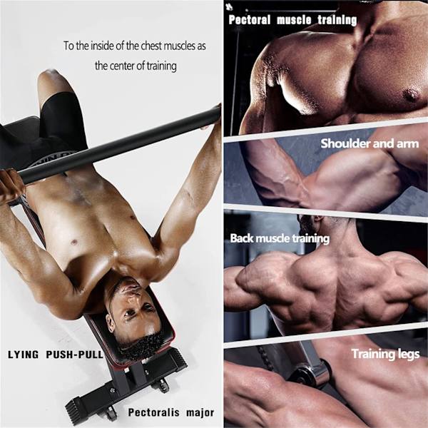 Benkpress, Push-up hjelpemiddel Treningsutstyr, Justerbar benkpress, med sklisikker komfortabel grep, for hjem Menn og kvinner 1500LB-BAR