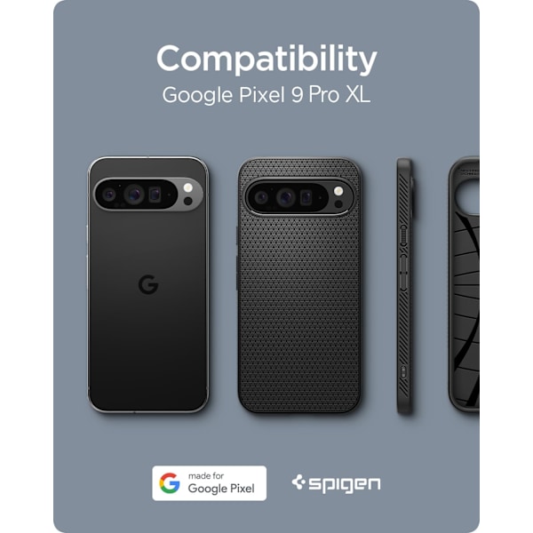 Liquid Air Skal Designat för Pixel 9 Pro XL (2024) [Militärklassat Skydd] - Matt Svart Matt Svart