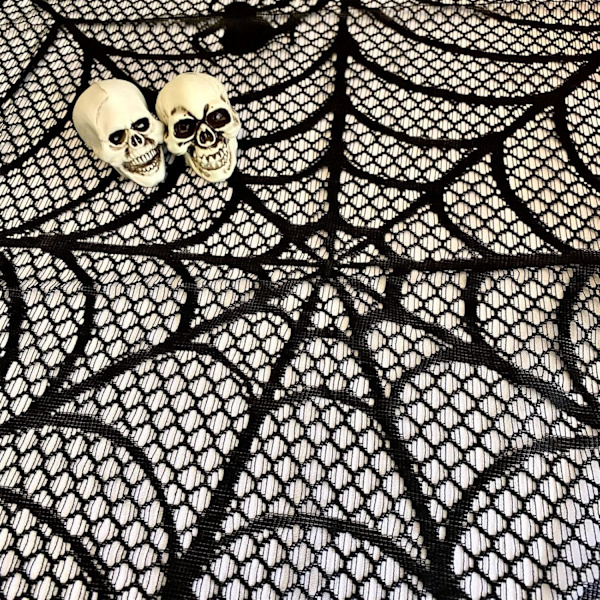 Svart spindelväv bordsduk i webbstil för Halloween matsal och eldstäder mantel dekoration B svart B svart