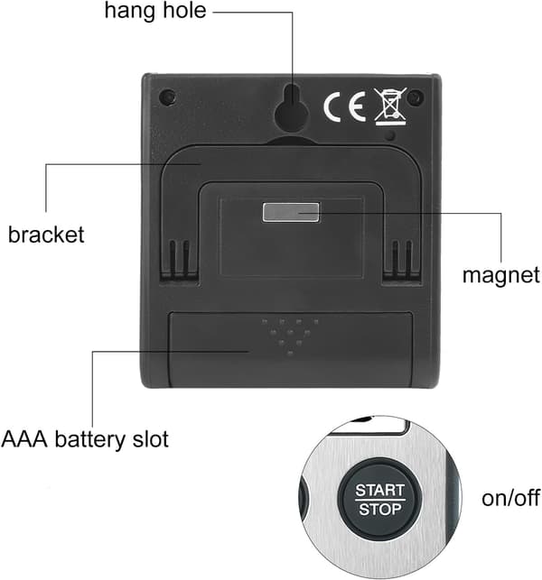 wxsp 2 stycken kort timer, kökstimer, digital timer, köksväckarklocka, stoppur, digital kort väckarklocka med magnet, äggklocka, digital,