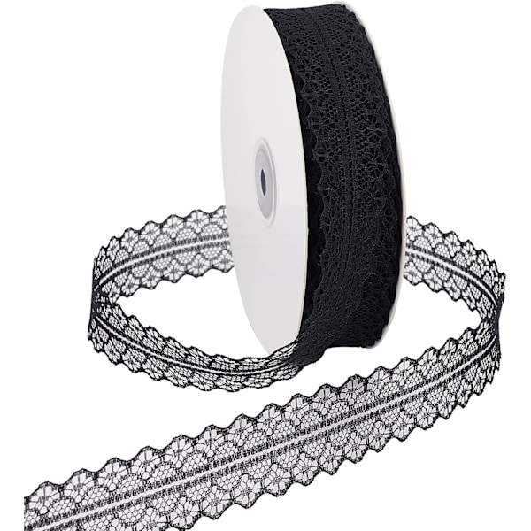 Nylon Spetskant - Vintage Svart Spetsband för DIY Dekor