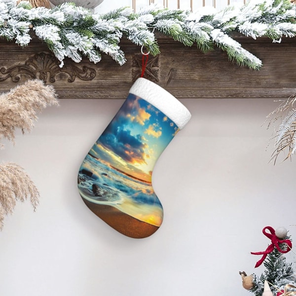 Julstrumpor med solnedgångsstrandmotiv, Hållbara, Mjuka Att Ta På, Unika Presenter. Sonnenuntergang Strand Einheitsgröße Sonnenuntergang Strand Ein
