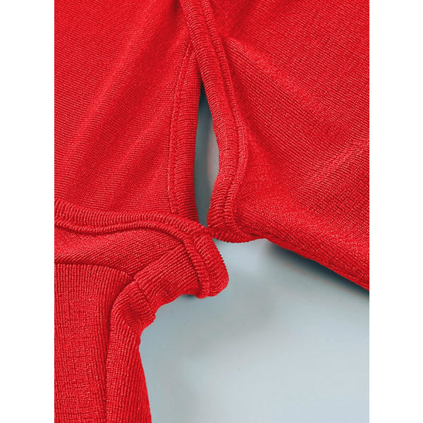 Kvinners Sexy 2 i 1 Cut Out Halter Lang Ermet Avling Top T-skjorte