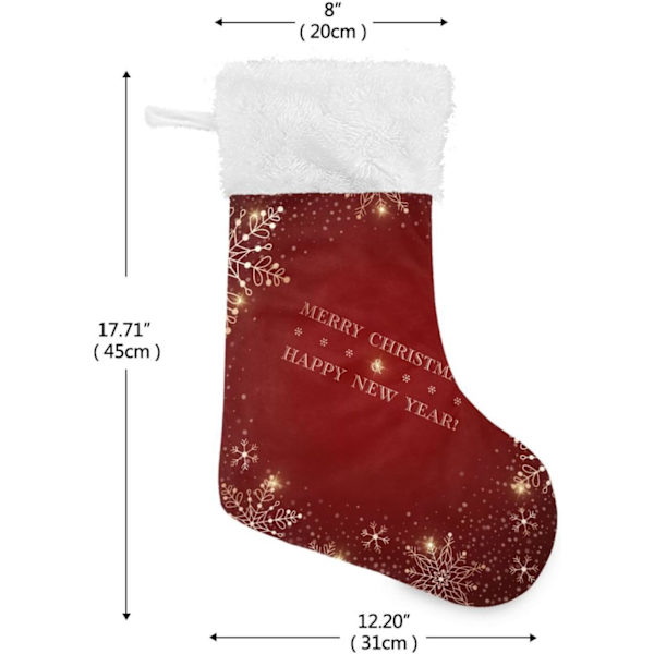 Julklapp, Personliga Julklappsstrumpor 2-pack Jul Röd Gyllene Snöflingor 45,7 cm Julstrumpor Hängande Ornament Eldstad