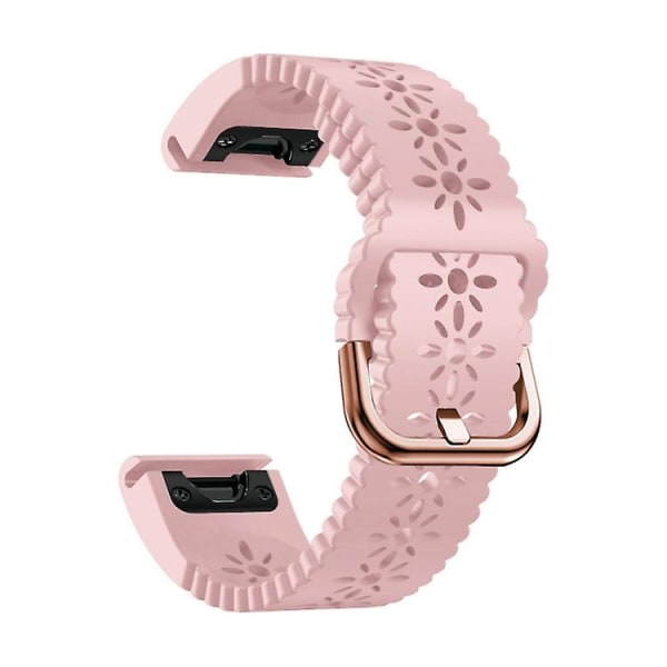 För Garmin Fenix 5s 20mm Damsilikon Armband Med Spets Stansa CVB Pink