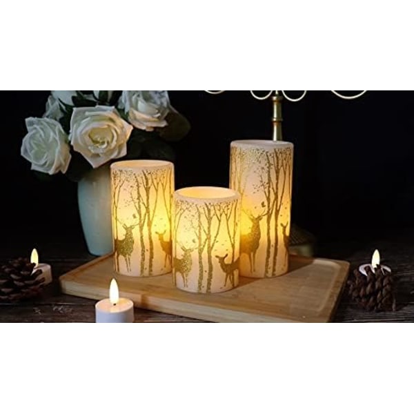 Flimrande flamlösa ljus Batteridrivs med 6 timmars timer, Real Wax LED