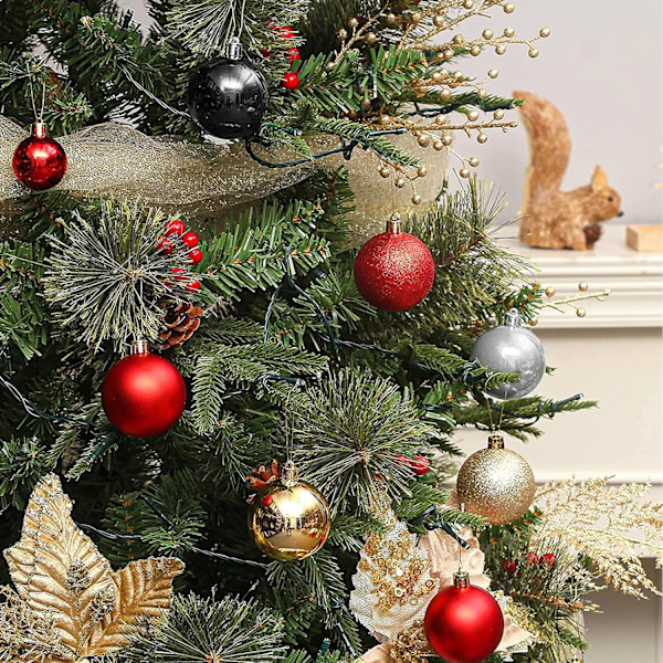 24 stk julekulepyntsett, sorte julekuler, juletre