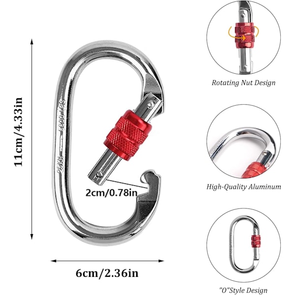 Professionelt Twist Karabinhagesæt - 25KN Låsekarabinhager til Camping og Klatring