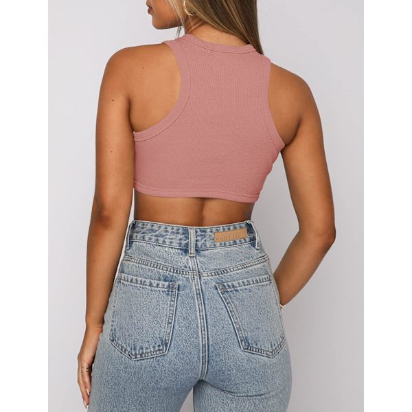 Korte topper for kvinner sommer kvinners mannskapshals strikket ribbet basic