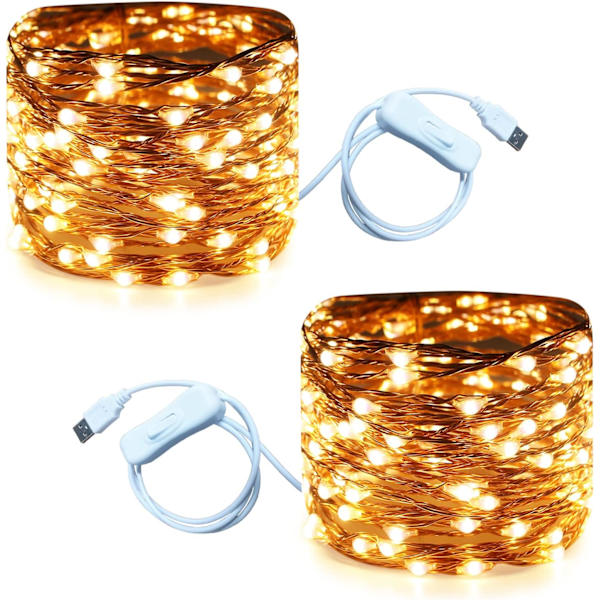 USB-slingljus 20 fot 120 LED-slingljus med på/av-knapp, vattentäta koppartrådsljus för sovrumsvägg tak krans hantverk jul