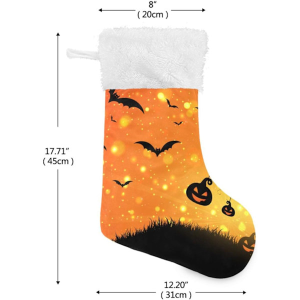 Jule-Strømpe, Personlige Jule-Strømper 2-pak Halloween Græskar Flagermus 45,7 cm Jule-Strømper Hængende Ornament Pejs til Ba