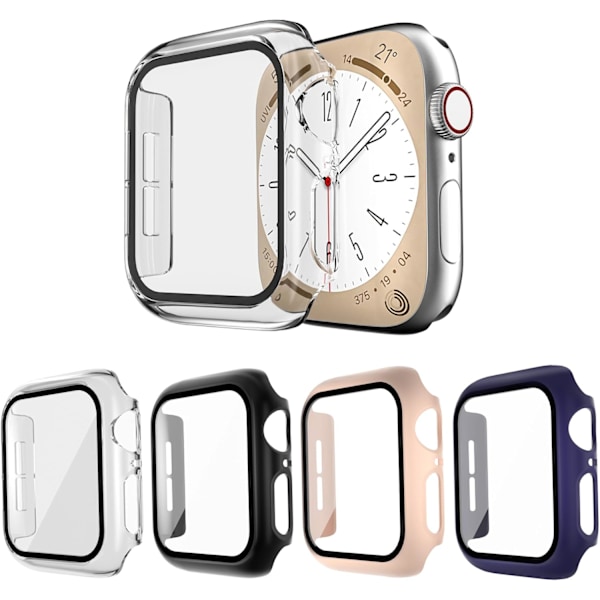 4 kpl Apple Watch -kotelo 44mm SE Series 6 5 4 karkaistulla lasisella näytönsuojalla, [Kosketusherkkä] PC kova puskuri suojakuori iWatch Ca:lle