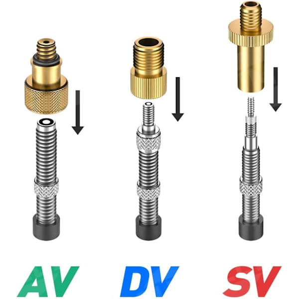 Cykelventil Adapter Set i ren koppar - Cykelpump Adaptrar utan luftläckage
