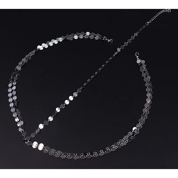 Bröllop Boho Silver Head Chain Bröllopshuvudbonad Bohemian Bröllopshårtillbehör